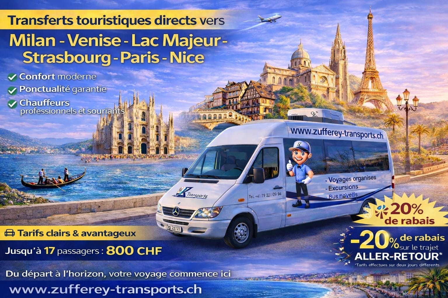 Transferts touristiques privés sur mesure – Suisse & Europe